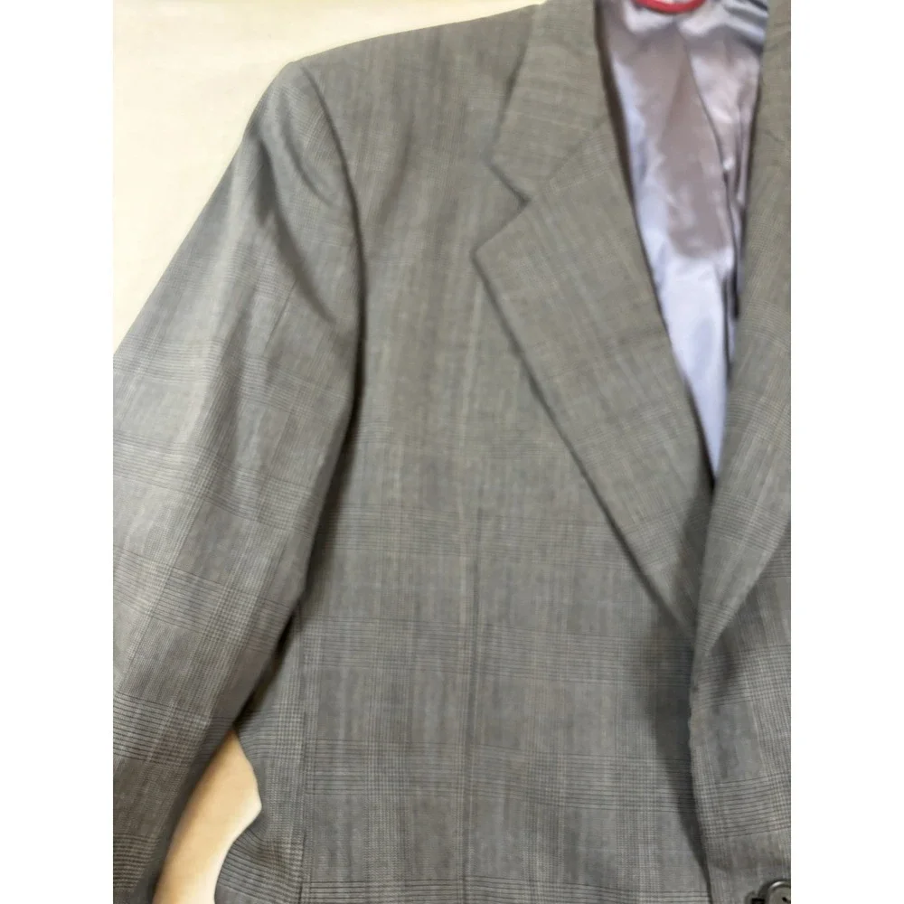 Jos A Bank Mens 42R Sport Coat Gray Wool Glen Plaid Two Button Jacket‎ Classic